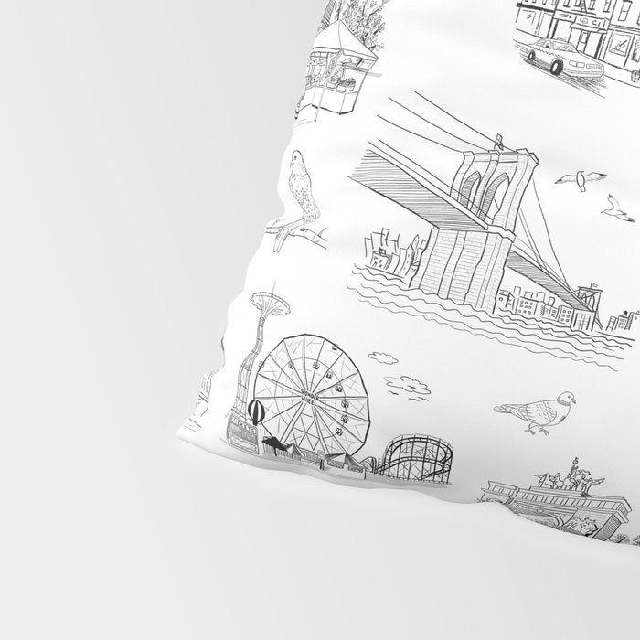 Brooklyn Toile - Black and White Pillow Sham Gallery Image 4