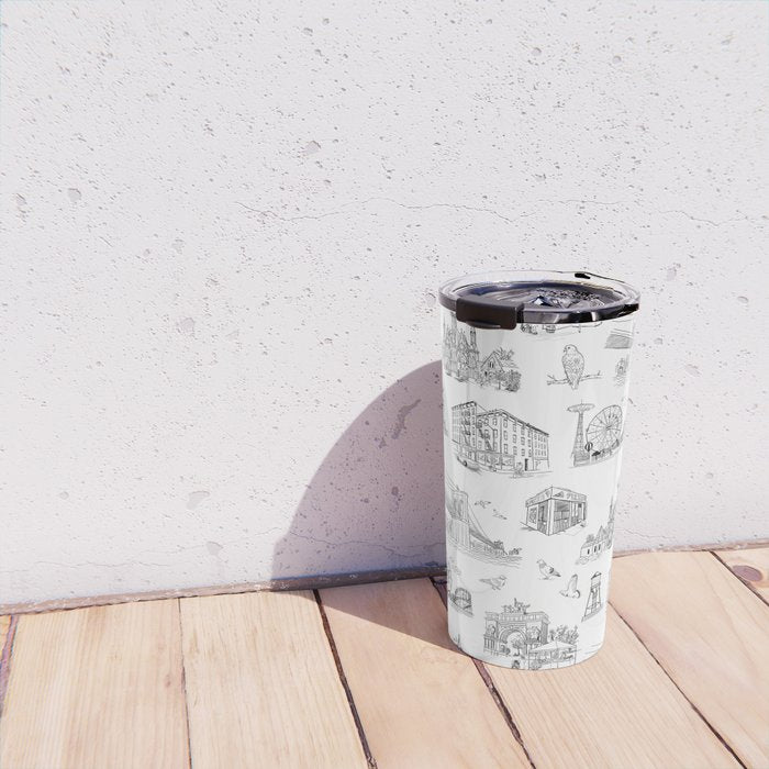 Brooklyn Toile - Black and White Travel Mug Gallery Image 4