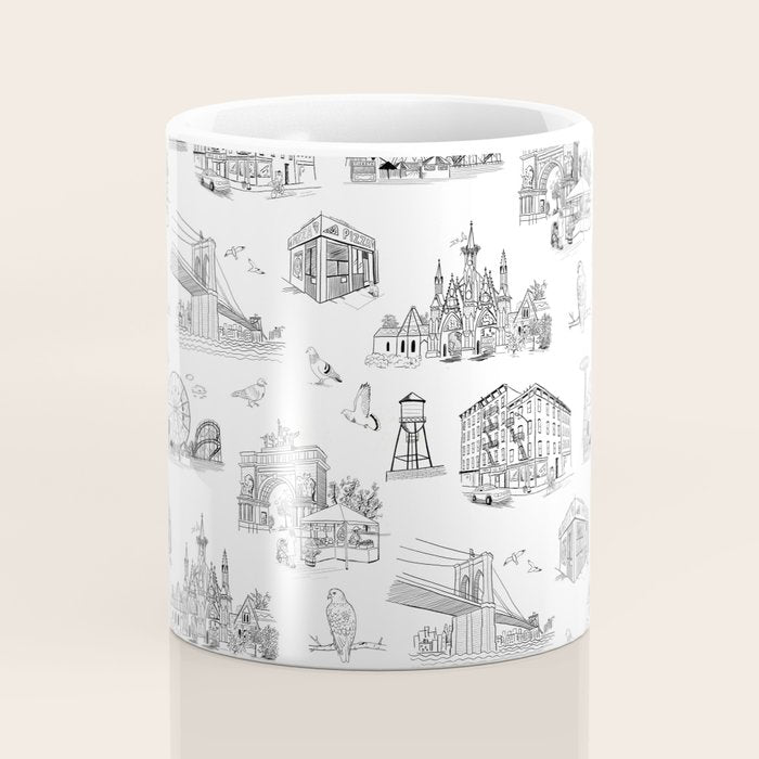 Brooklyn Toile - Black and White Coffee Mug Gallery Image 4