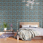 Blue Floral Retro Wallpaper Gallery Image 3