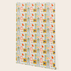 Vintage summer nature patchwork art pattern Wallpaper Gallery Image 2