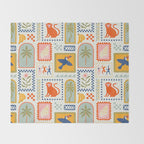 Vintage summer nature patchwork art pattern Throw Blanket Gallery Image 2
