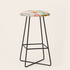Vintage summer nature patchwork art pattern Stool Gallery Image 1