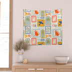 Vintage summer nature patchwork art pattern Wall Tapestry Gallery Image 2