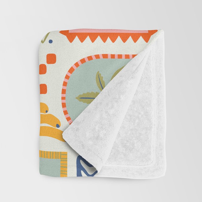 Vintage summer nature patchwork art pattern Throw Blanket Gallery Image 3