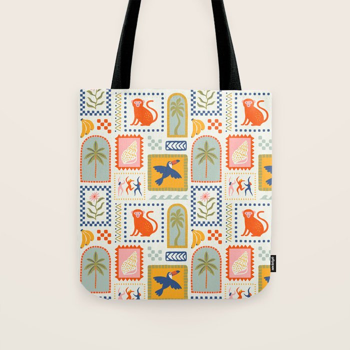 Vintage summer nature patchwork art pattern Tote Bag Gallery Image 1