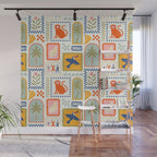 Vintage summer nature patchwork art pattern Wall Mural Gallery Image 1