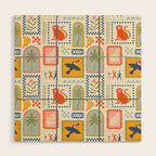 Vintage summer nature patchwork art pattern Wood Wall Art Gallery Image 1