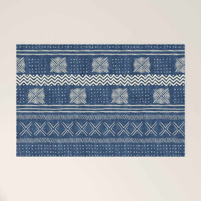Geometric Stripe Blue Welcome Mat Gallery Image 1