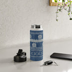 Geometric Stripe Blue Water Bottle Gallery Image 5