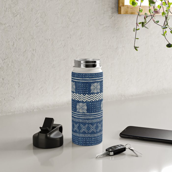 Geometric Stripe Blue Water Bottle Gallery Image 5