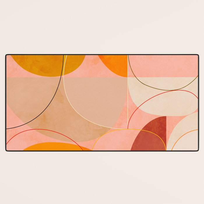 mid century geometry yellow circles abstract art Desk Mat Gallery Image 3