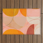 mid century geometry yellow circles abstract art Outdoor Rug Gallery Image 1