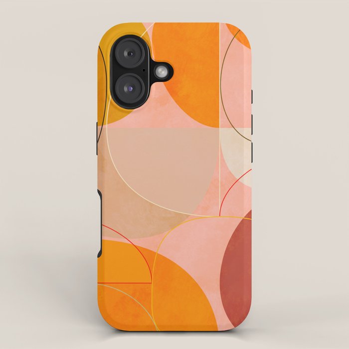 mid century geometry yellow circles abstract art iPhone Case Gallery Image 1