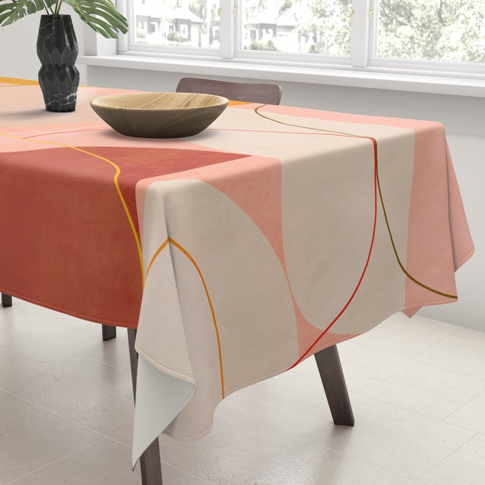 mid century geometry yellow circles abstract art Tablecloth Gallery Image 3