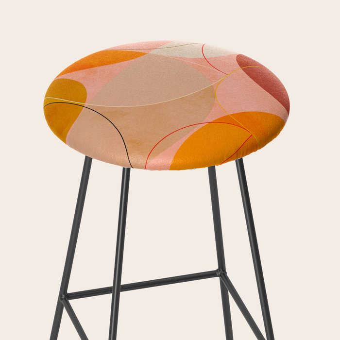 mid century geometry yellow circles abstract art Stool Gallery Image 2