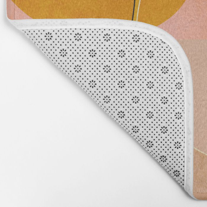 mid century geometry yellow circles abstract art Bath Mat Gallery Image 2