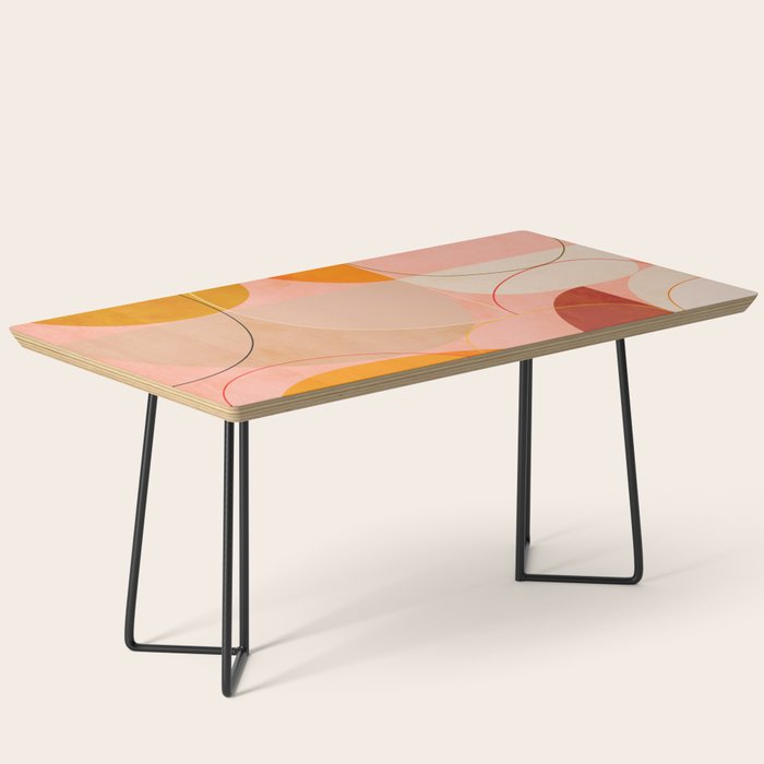 mid century geometry yellow circles abstract art Coffee Table Gallery Image 1