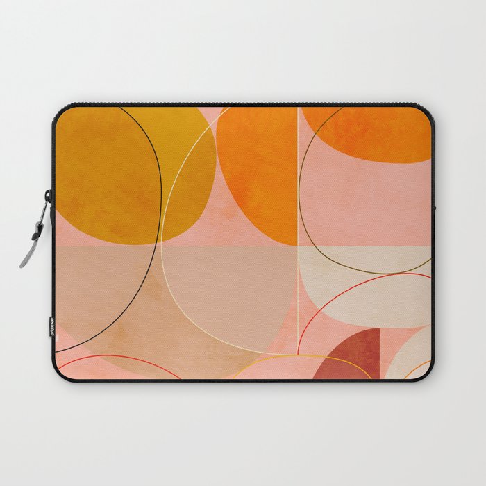 mid century geometry yellow circles abstract art Laptop Sleeve Gallery Image 1