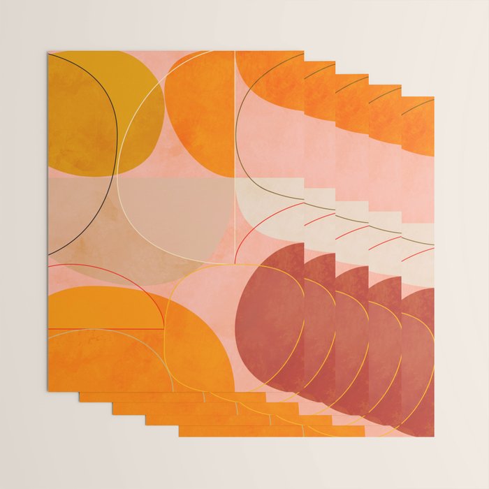 mid century geometry yellow circles abstract art Wrapping Paper Gallery Image 3