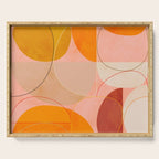 mid century geometry yellow circles abstract art Serving Tray Gallery Image 1