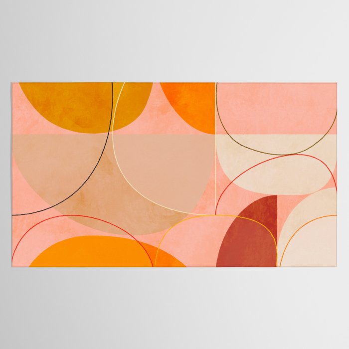 mid century geometry yellow circles abstract art Tablecloth Gallery Image 2