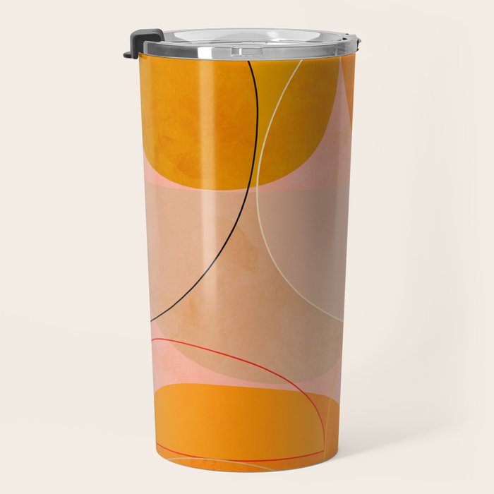 mid century geometry yellow circles abstract art Travel Mug Gallery Image 3