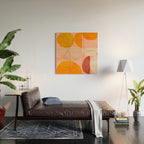mid century geometry yellow circles abstract art Wood Wall Art Gallery Image 2