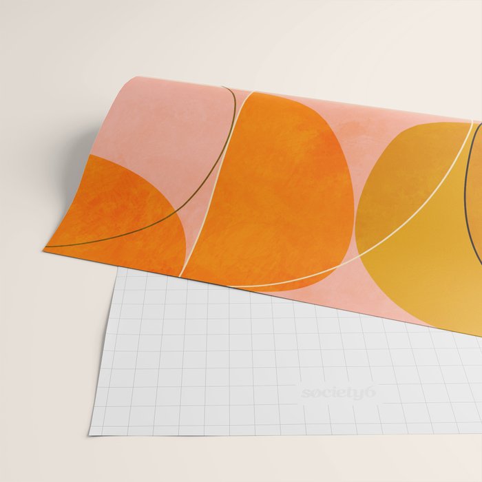 mid century geometry yellow circles abstract art Wrapping Paper Gallery Image 2