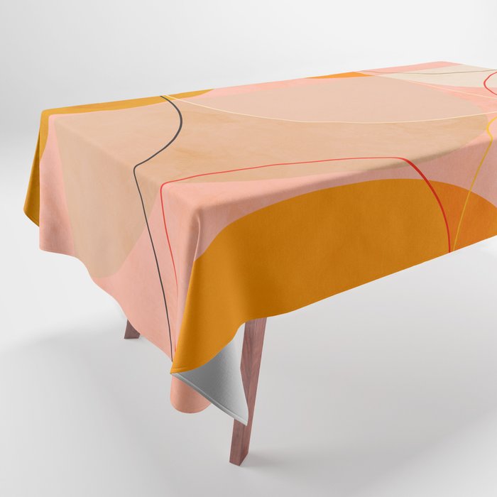 mid century geometry yellow circles abstract art Tablecloth Gallery Image 1
