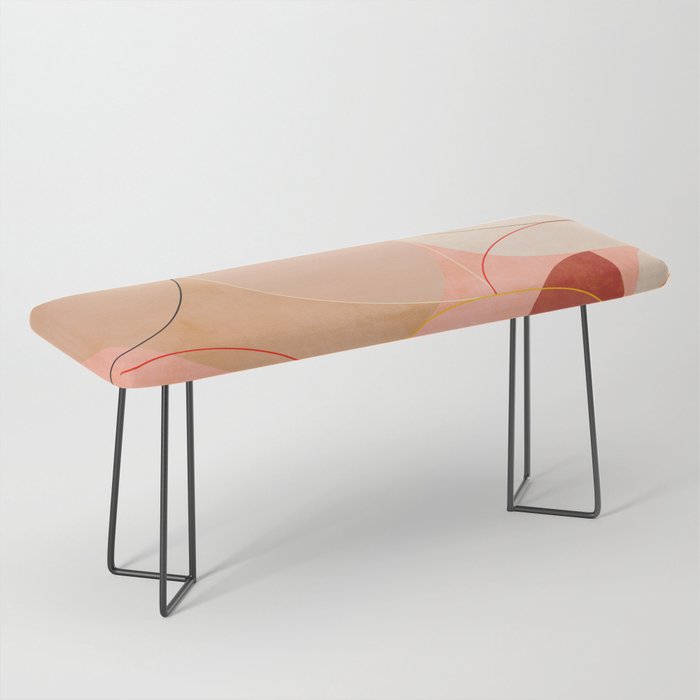 mid century geometry yellow circles abstract art Bench Gallery Image 1