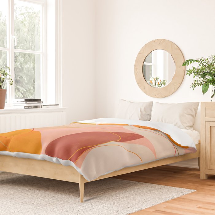 mid century geometry yellow circles abstract art Duvet Cover Gallery Image 2