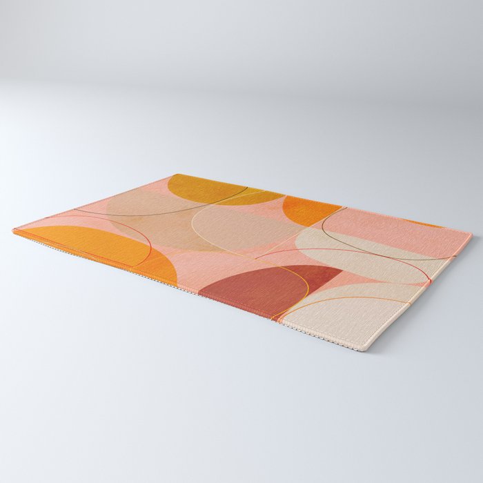 mid century geometry yellow circles abstract art Rug Gallery Image 3