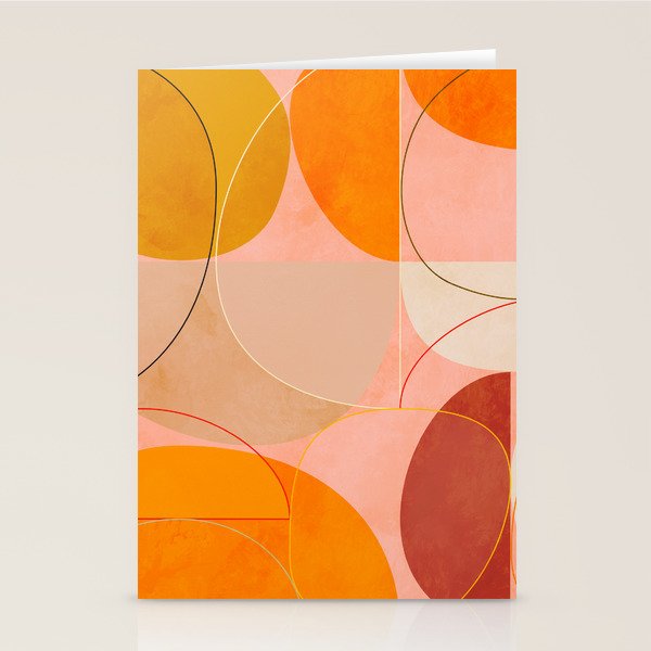 mid century geometry yellow circles abstract art Stationery Card Gallery Image 2