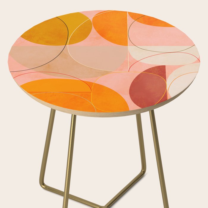 mid century geometry yellow circles abstract art Side Table Gallery Image 2