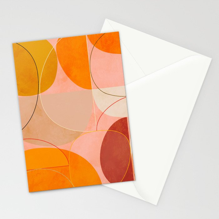 mid century geometry yellow circles abstract art Stationery Card Gallery Image 2