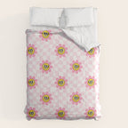 Funny retro flower cartoon checkered pattern Comforter Gallery Image 6