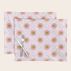 Funny retro flower cartoon checkered pattern Placemat Gallery Image 1