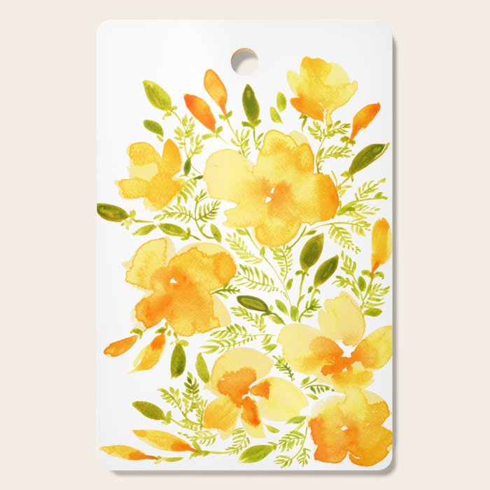 Watercolor California poppies (Quad set, #1) Cutting Board Gallery Image 1