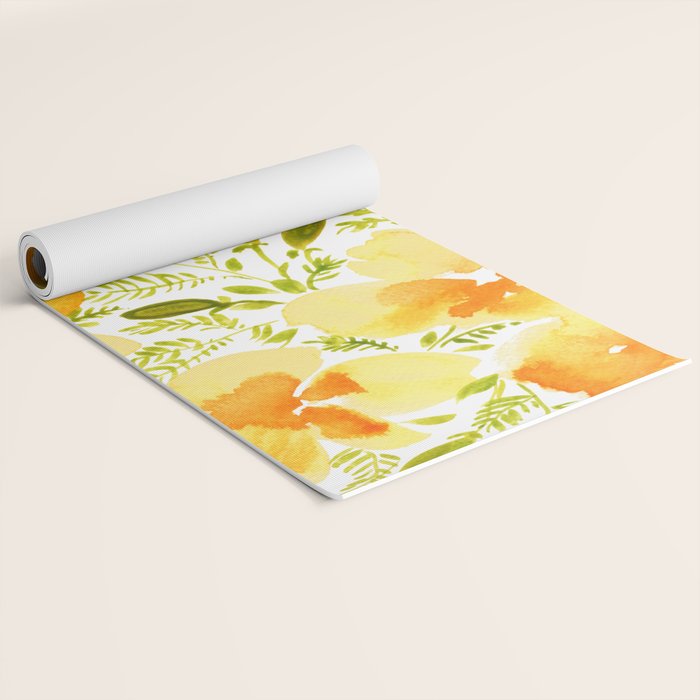 Watercolor California poppies (Quad set, #1) Yoga Mat Gallery Image 2