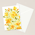 Watercolor California poppies (Quad set, #1) Stationery Card Gallery Image 2