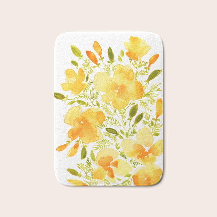 Watercolor California poppies (Quad set, #1) Bath Mat Gallery Image 1