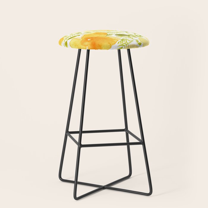 Watercolor California poppies (Quad set, #1) Stool Gallery Image 1