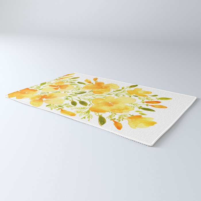 Watercolor California poppies (Quad set, #1) Rug Gallery Image 3