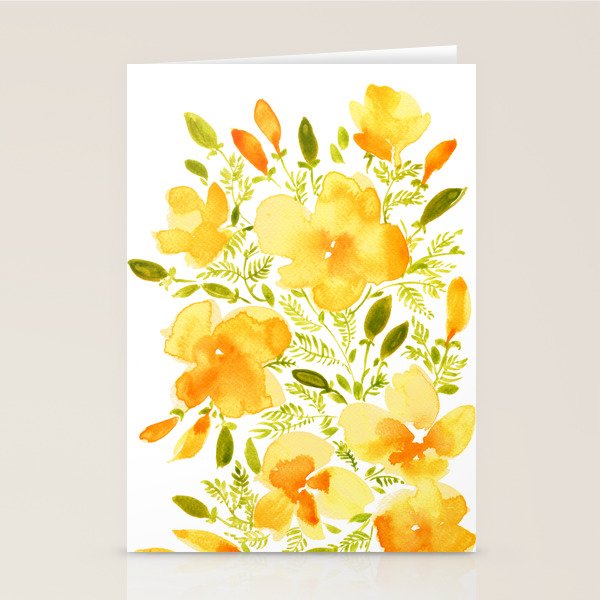 Watercolor California poppies (Quad set, #1) Stationery Card Gallery Image 1