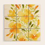 Watercolor California poppies (Quad set, #1) Wood Wall Art Gallery Image 1