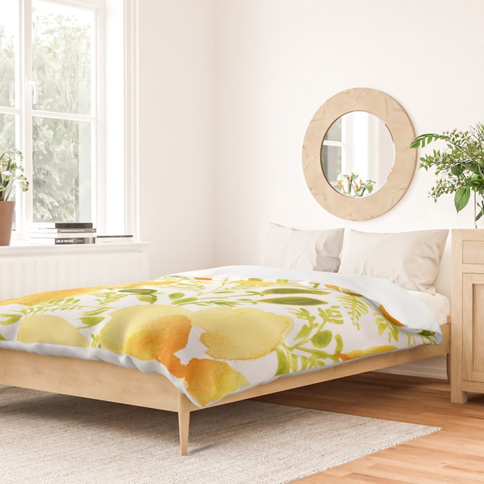 Watercolor California poppies (Quad set, #1) Duvet Cover Gallery Image 2