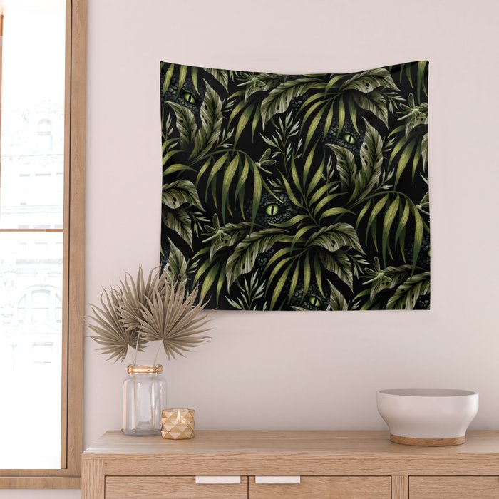 Jurassic Jungle - Camo Green Wall Tapestry Gallery Image 2