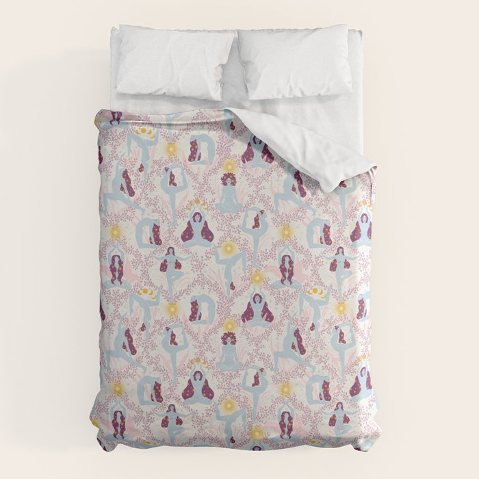 Feel the Cosmic Yoga Balance pink Duvet Cover Gallery Image 1