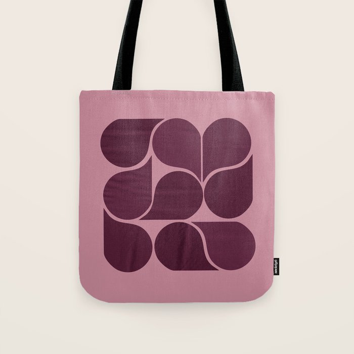Elegant Burgundy Teardrop Pattern on Mauve Tote Bag Gallery Image 1